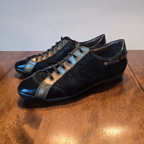 AGL Attilio Guisti Leombruni D902001 Black/Gold lace up shoe Sz 41 Made in Italy - Picture 2 of 8